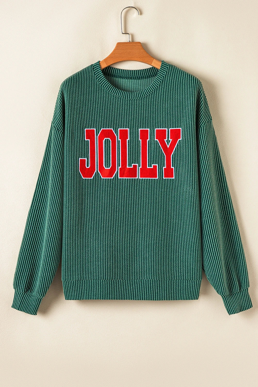 Christmas Letter Print Corded Knit Top & Pants Set