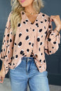 Leopard V-Neck 3/4 Sleeve Blouse