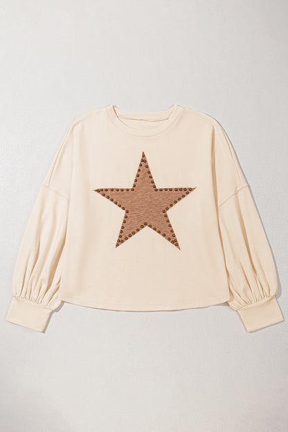 Plus Size Star Long Sleeve Crewneck T-Shirt