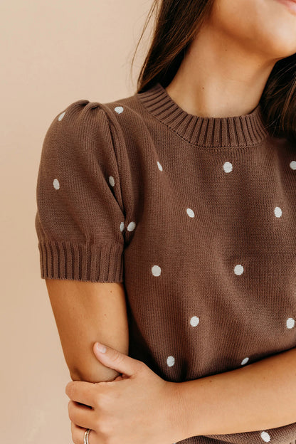 Polka Dot Bubble Short Sleeve Sweater