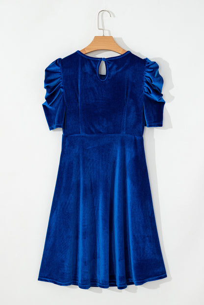 Velvet Ruched Short Sleeve Dress