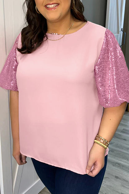 Sequin Colorblock T-Shirt Plus Size