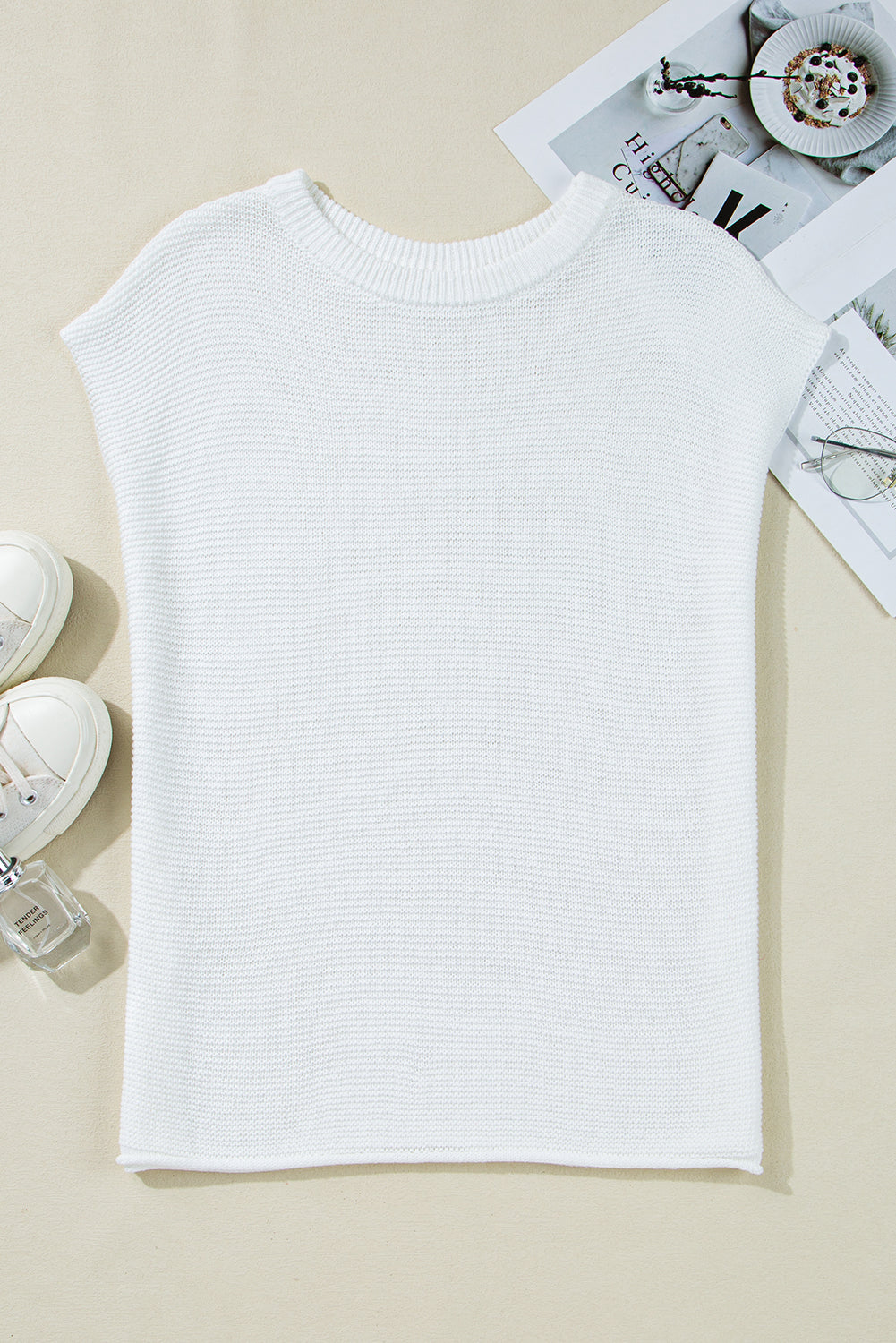 Solid Short Sleeve Sweater Tee