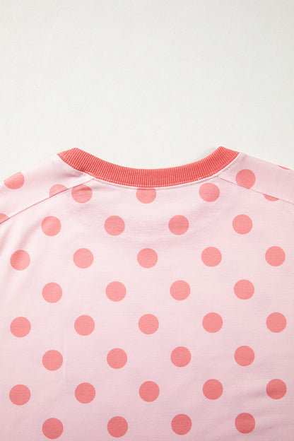 Colorblock Polka Dot Short Sleeve Tee