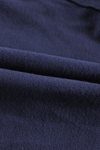 Solid Fleece-Lined Half-Zip Up Collar Sweatshirt