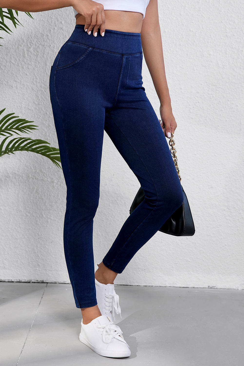 Solid Color High Waist Stretchy Jeggings