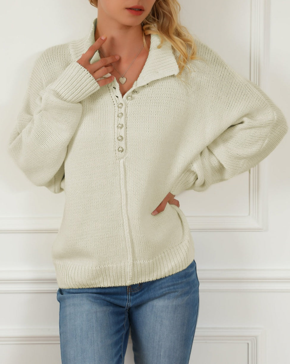 Pearl Button Dolman Sleeve Sweater