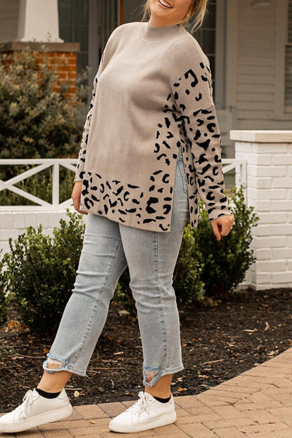 Leopard Colorblock Sweater Plus Size