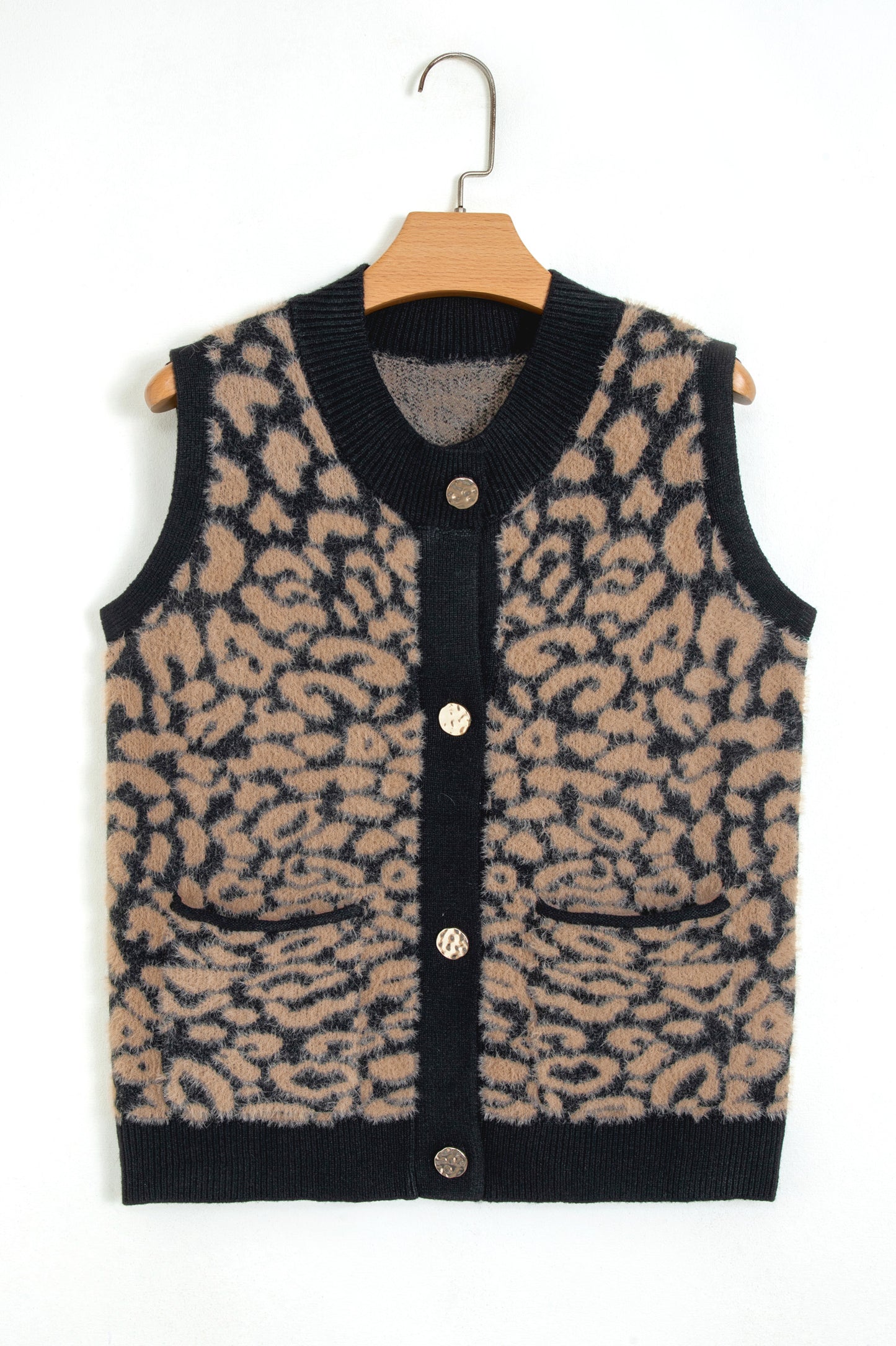 Leopard Sleeveless Regular Wash Knit Vest
