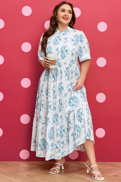 Plus Size Floral Paisley Tiered Maxi Dress