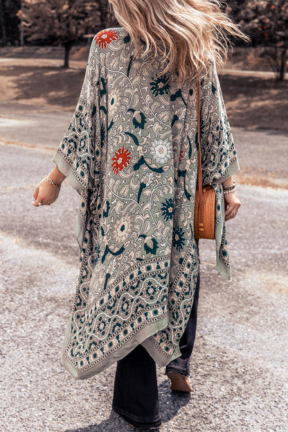 Boho Floral Open Front Kimono