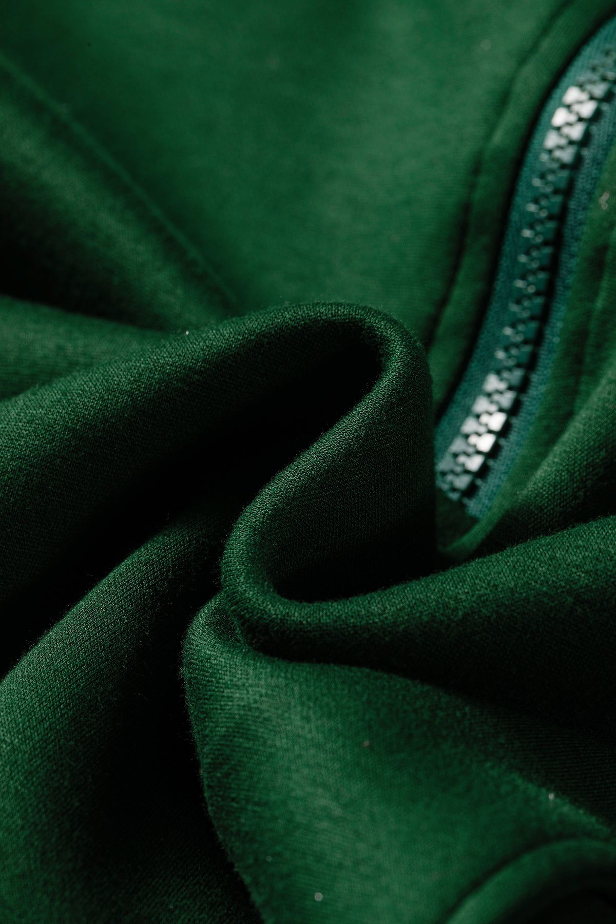 Solid Contrast Trim Zip-Up Mock Neck Sweatshirt