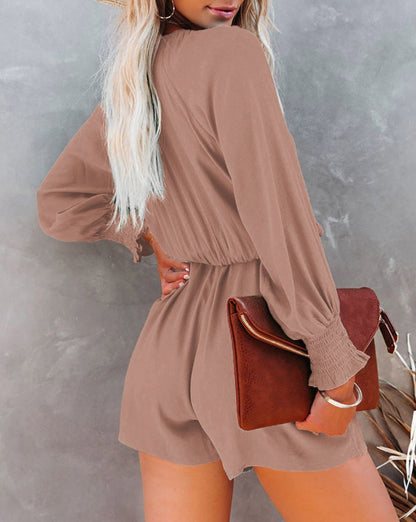 Tie Knot Puff Sleeve Romper