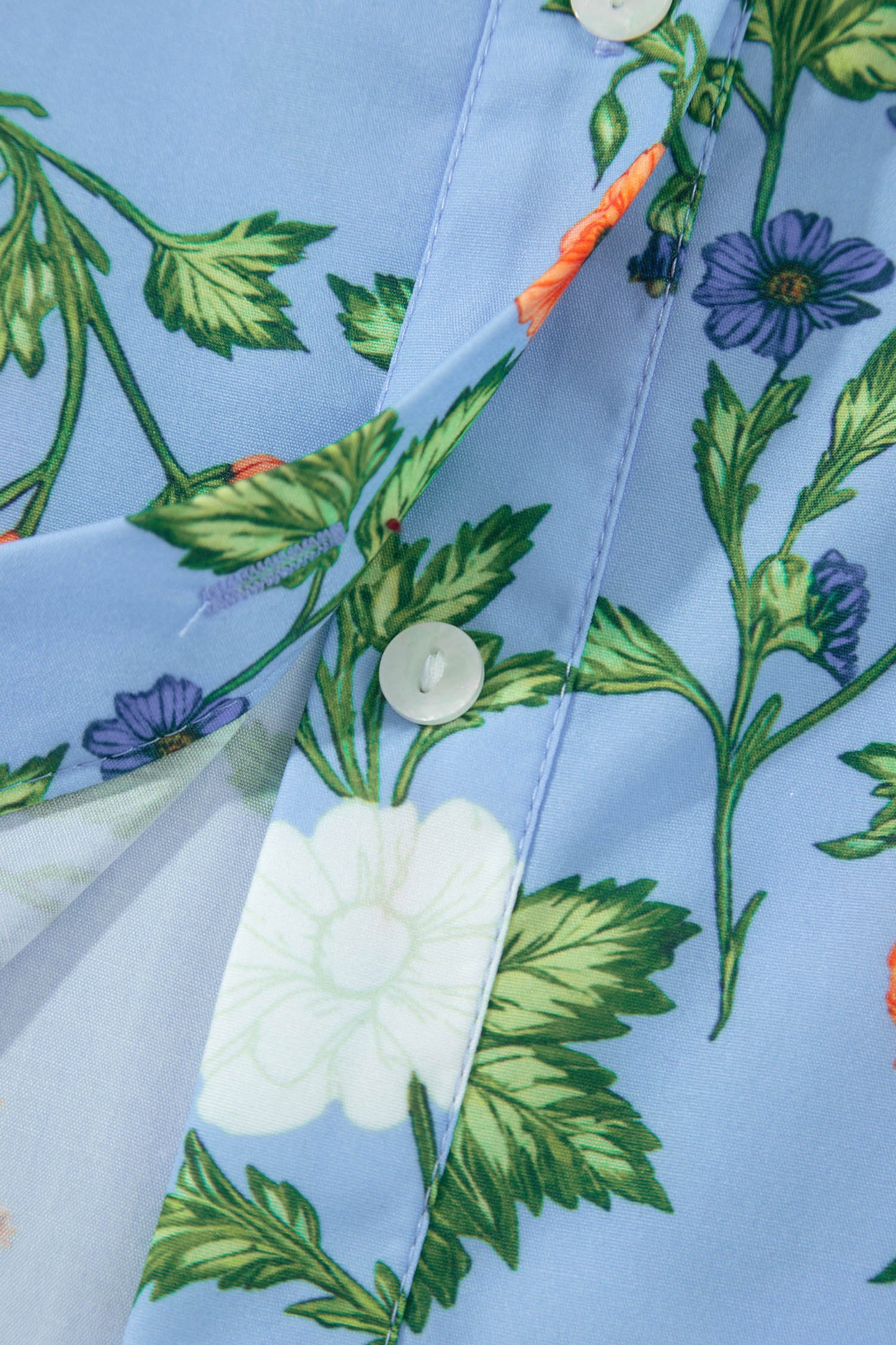 Floral 3/4 Sleeve Button Down Collared Blouse