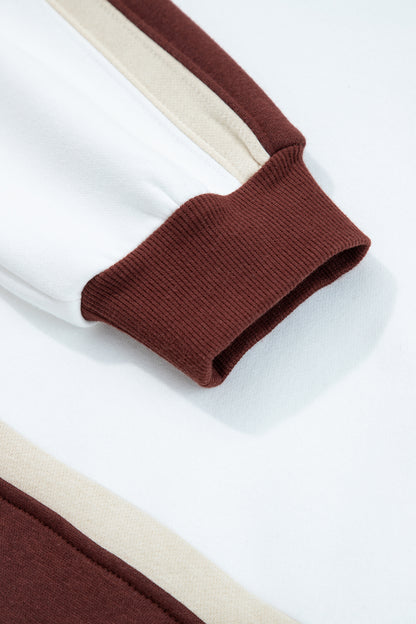 Colorblock Patchwork Kangaroo Pocket Hooded Sweatshirt