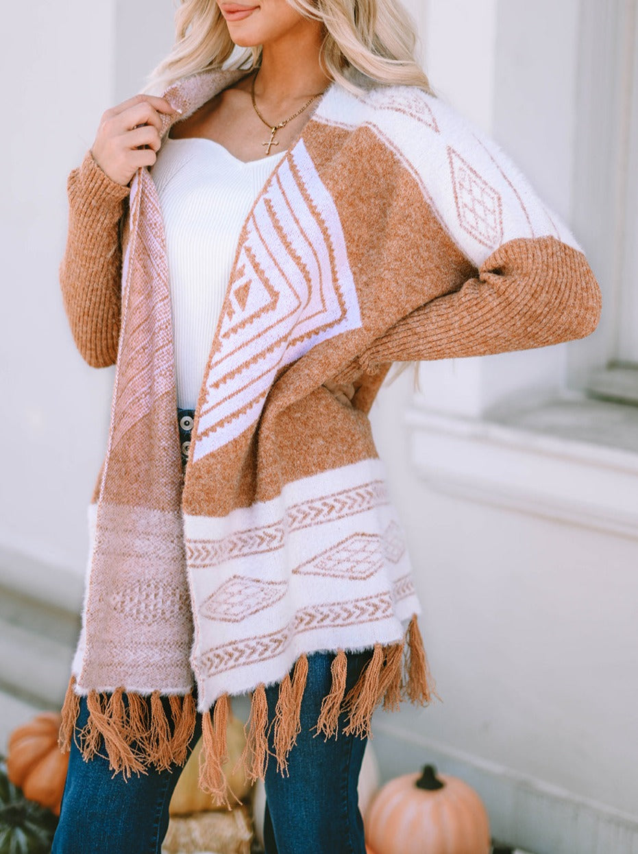 Western Tassel Hem Cardigan