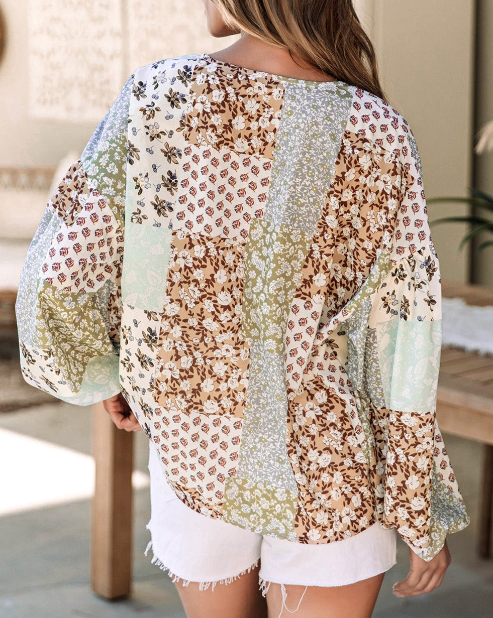 Floral Long Puff Sleeve Shirt