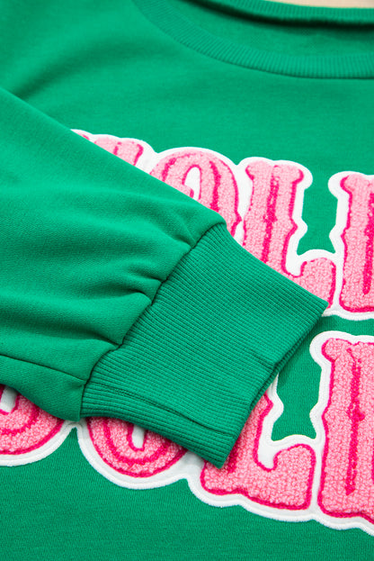 Christmas HOLLY JOLLY Towel Embroidered Holiday Sweatshirt