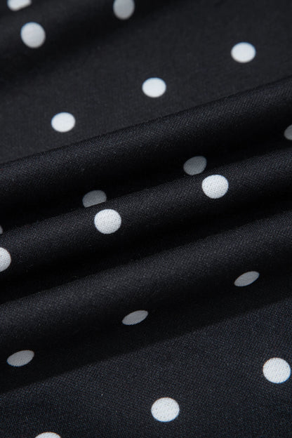 Polka Dot Half Button Collared Long Sleeve Sweatshirt