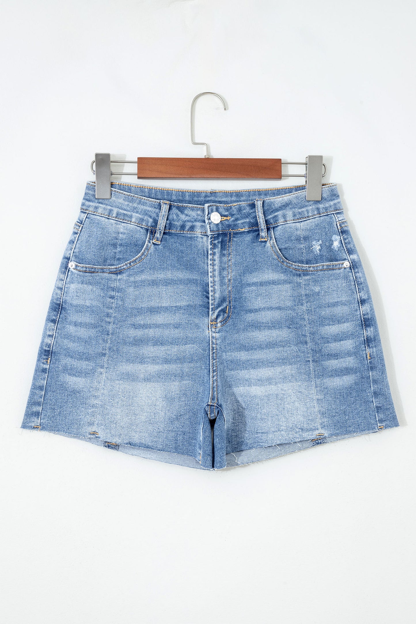 Acid Wash Denim Raw Hem Shorts