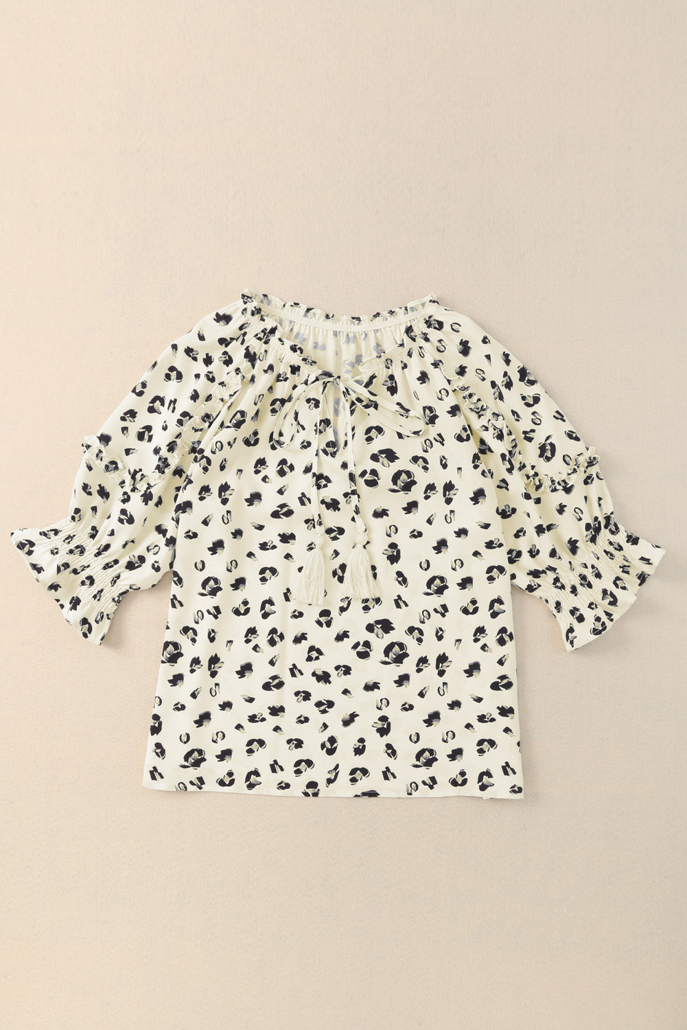 Leopard Frilled Puff Sleeve Blouse