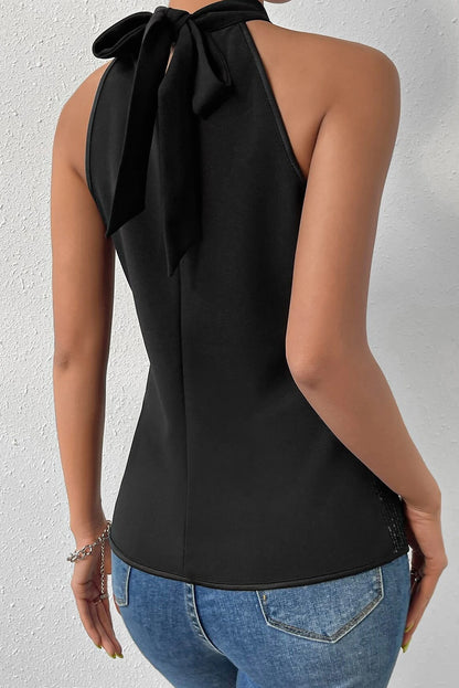 Sequin Tie Back Sleeveless Top