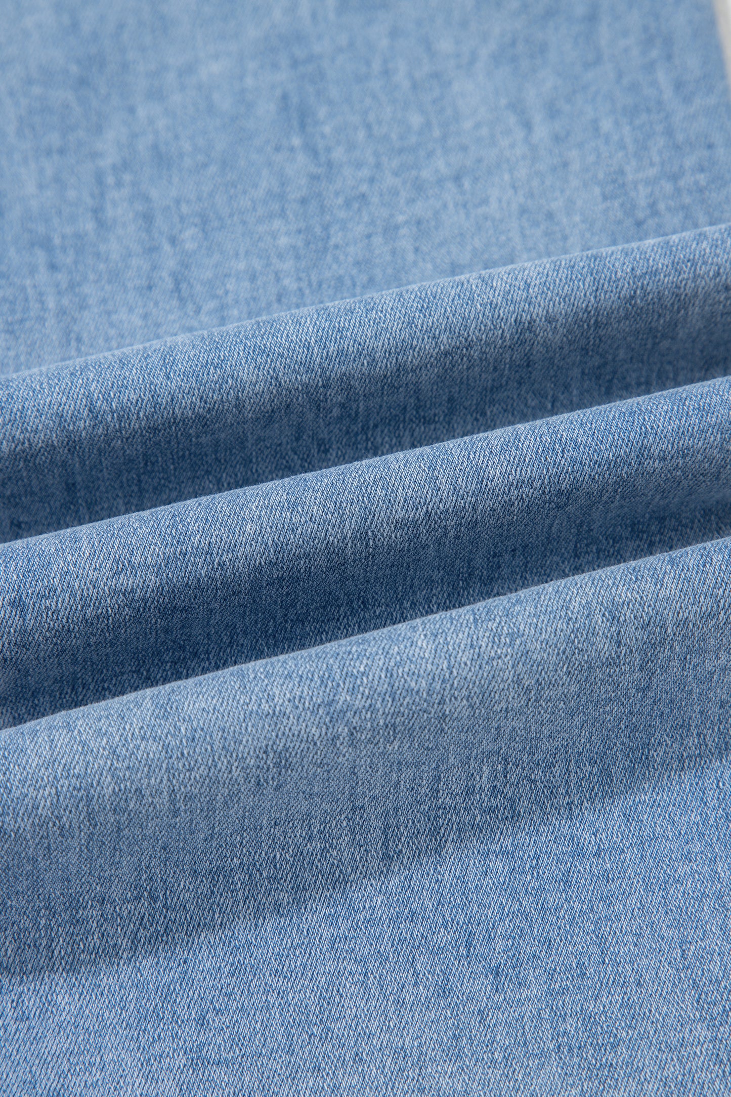 Denim Contrast Drawstring Waist Wide Leg Jeans