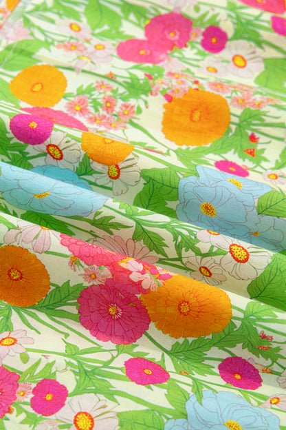Floral V-Neck Short Puff Sleeve Maxi Dress