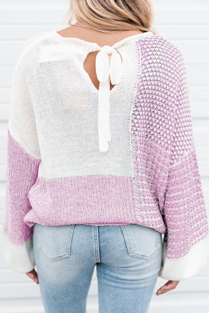 Colorblock Tie Back Sweater