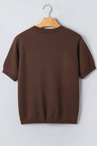Western Geometric Short Sleeve Sweater Knit Top
