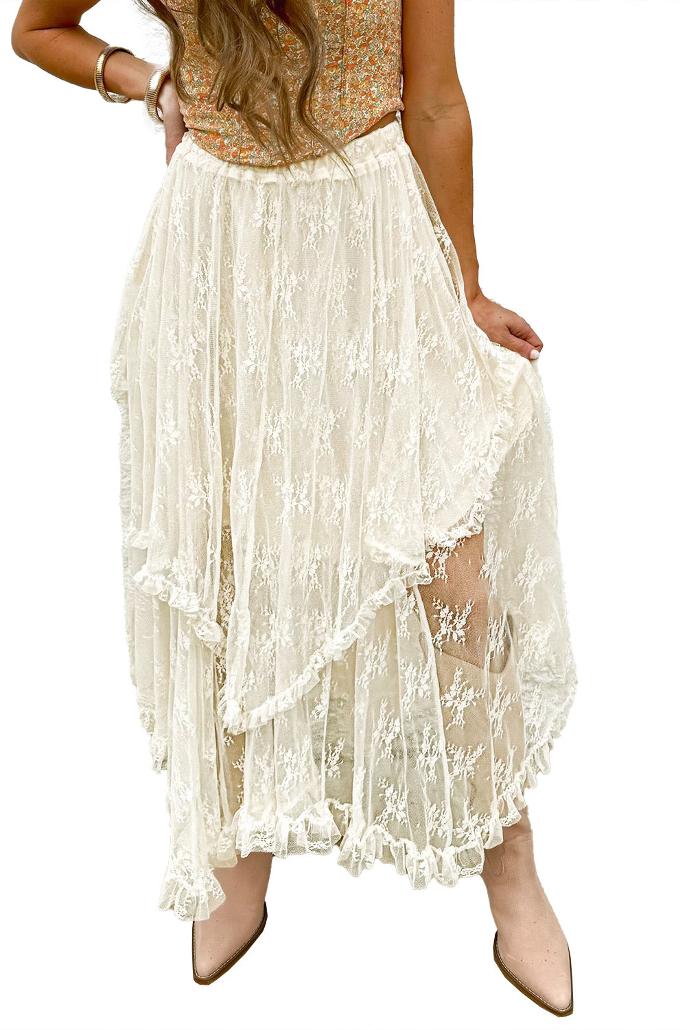 Lace High Waist Maxi Skirt