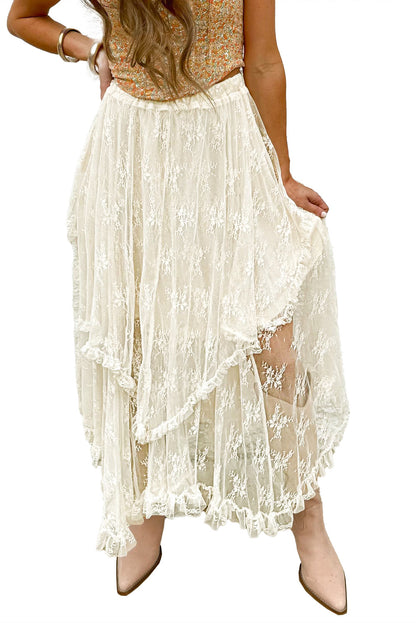 Lace High Waist Maxi Skirt