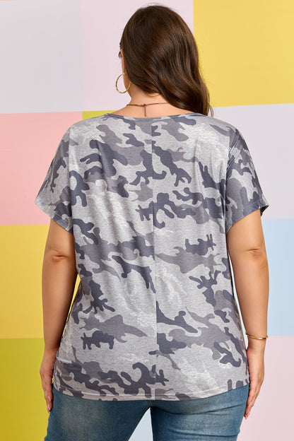 Plus Size Camo Short Sleeve T-Shirt