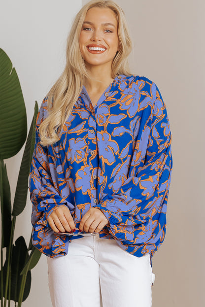 Floral Batwing Sleeve Button-Up Shirt