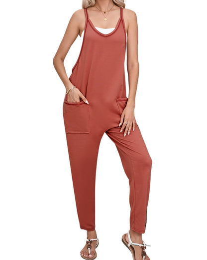 Sleeveless V-Neck Harem Pant Jumpsuit