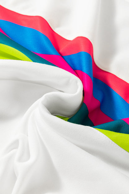 Plus Size Stripe Colorblock Drop Shoulder Sweatshirt