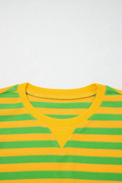 Stripe Puff Sleeve T-Shirt & Drawstring Shorts Set