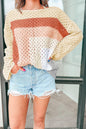 Colorblock Pointelle Knit Baggy Sweater