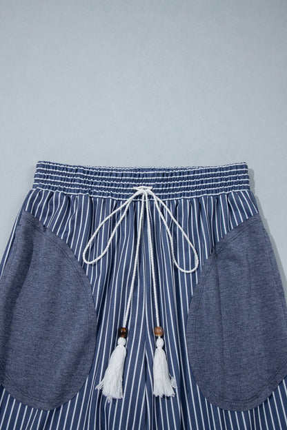 Stripe Patchwork Raw Seam Top & Pants Set