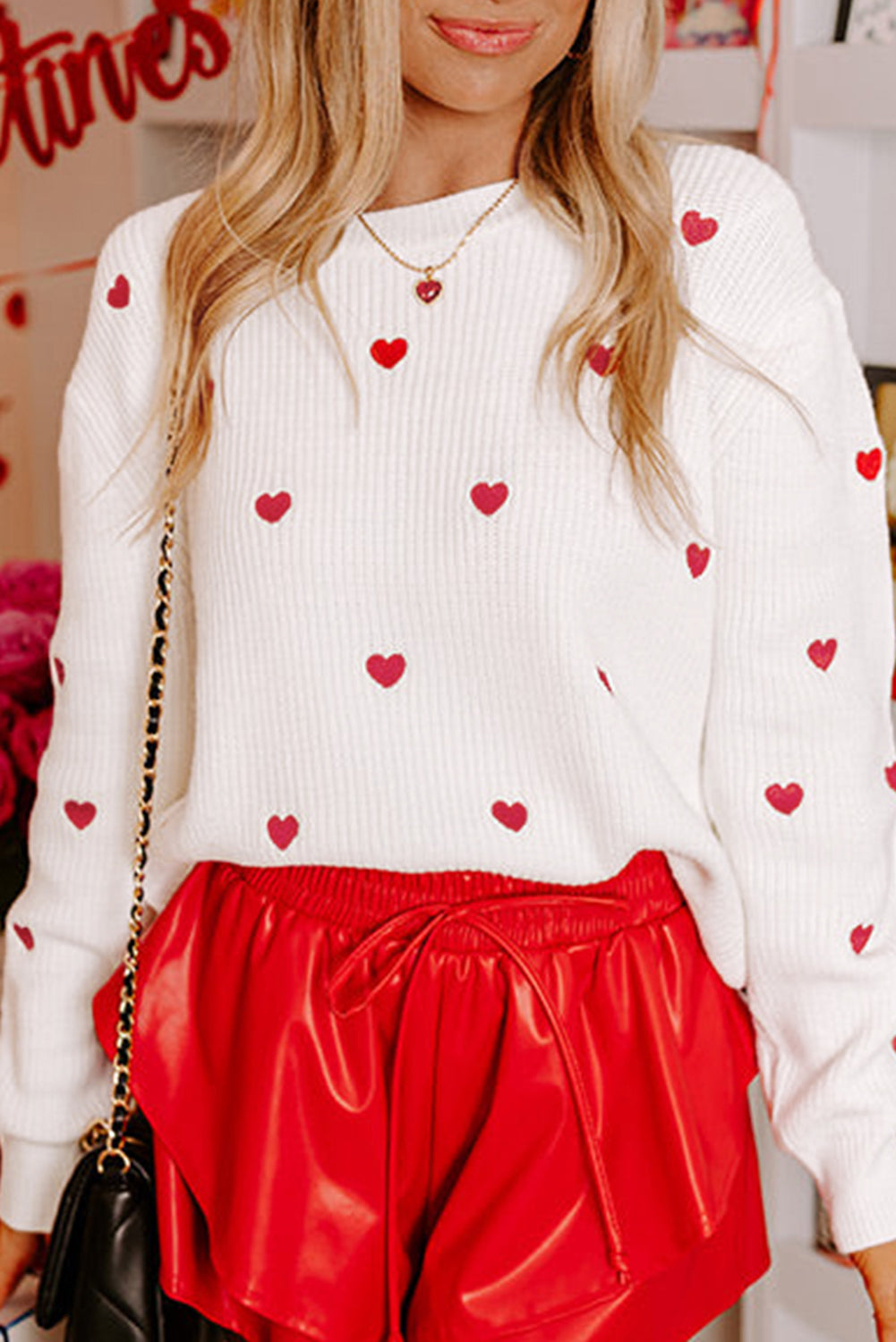 Heart Drop Shoulder Sweater