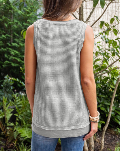 Waffle Knit Scoop Neck Top