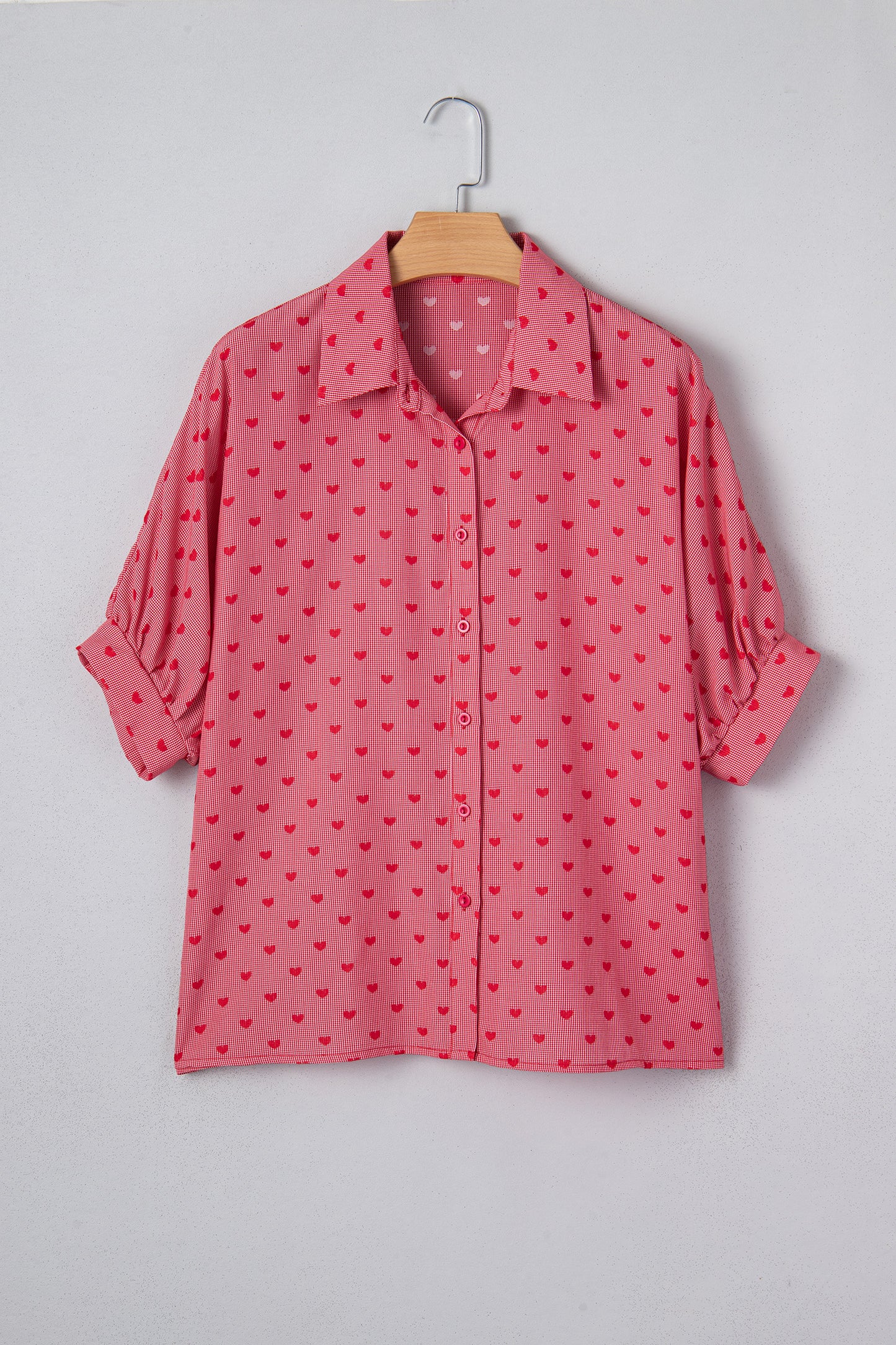Valentine Heart Short Sleeve Buttoned Shirt