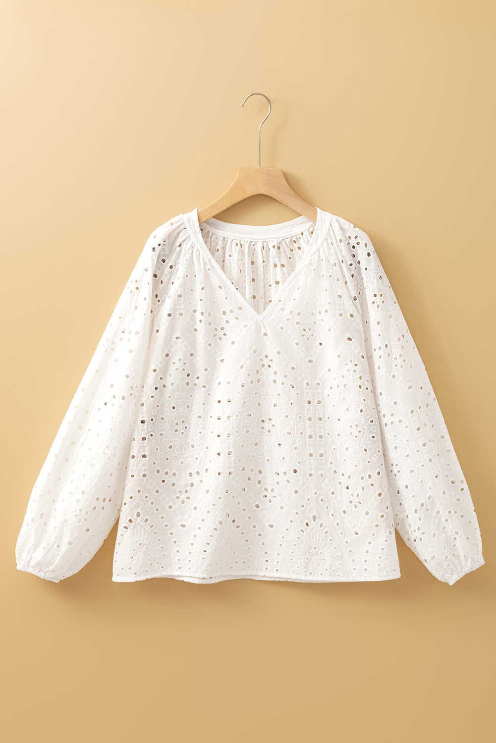 Eyelet Embroidered Puff Sleeve Blouse