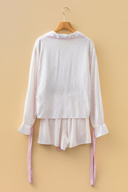Bow Tie Lattice Top and Shorts Pajama Set