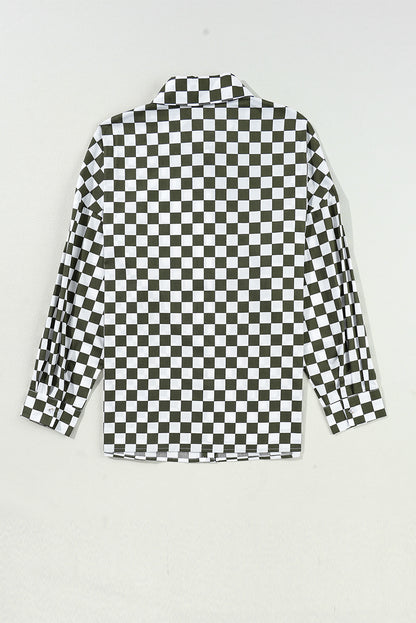 Checker Drop Shoulder Buttoned Shirt