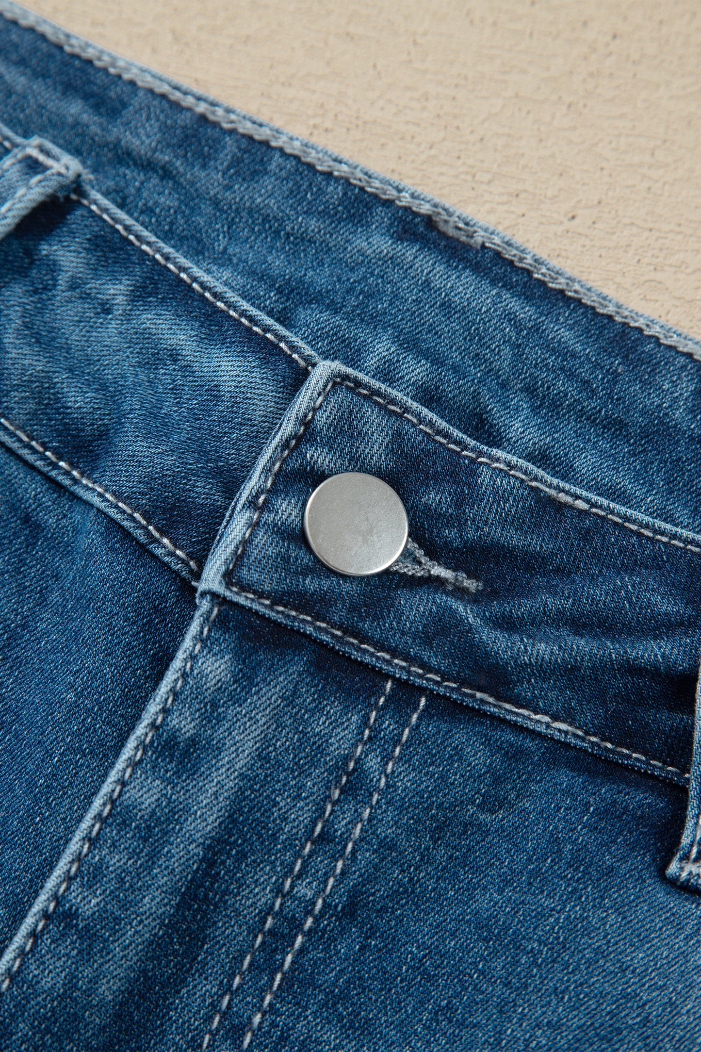 Denim High Waist Frayed Hem Flare Jeans