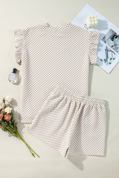 Checker Textured Top and Shorts Set