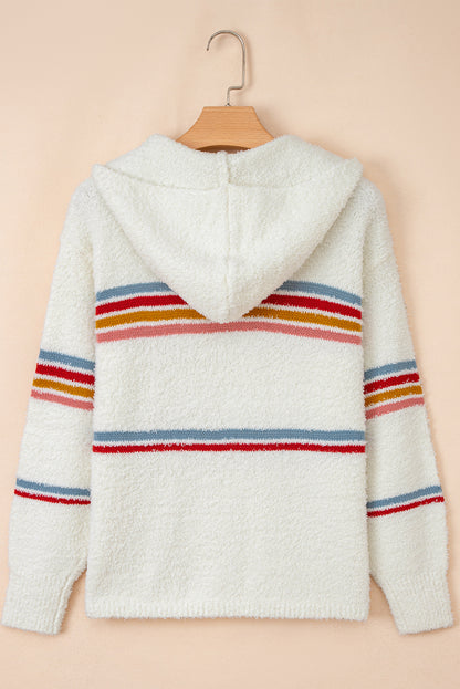 Stripe Colorblock Long Sleeve Hooded Sweater