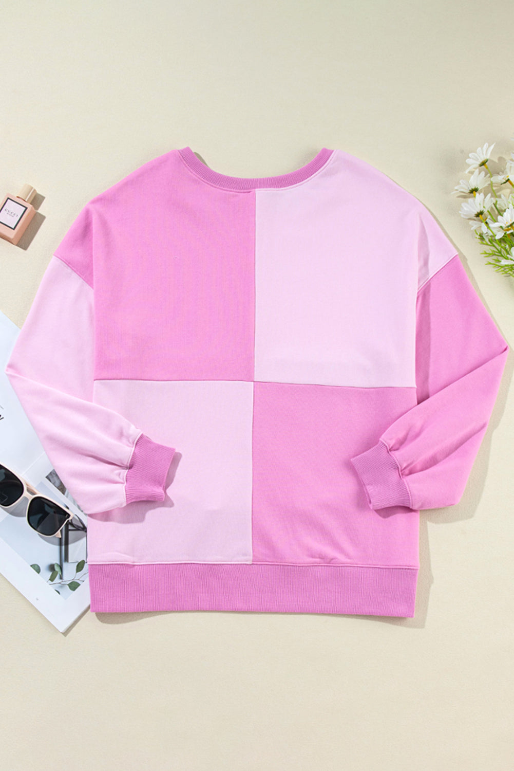 Colorblock Henley Oversized Sweatshirt