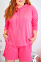 Textured Hoodie and Shorts Set Plus Size